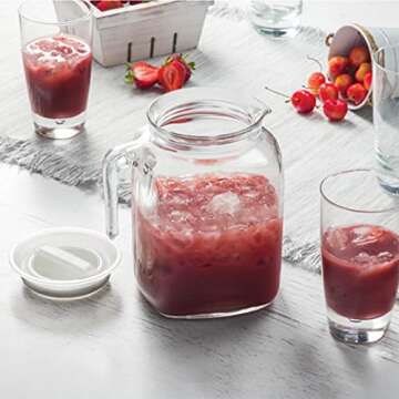 Bormioli Rocco Hermetic Seal Pitcher With Lid and Spout [68 Ounce] for Homemade Juice & Iced Tea or for Glass Milk Bottles, Clear