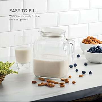 Bormioli Rocco Hermetic Seal Pitcher With Lid and Spout [68 Ounce] for Homemade Juice & Iced Tea or for Glass Milk Bottles, Clear