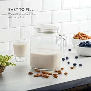 Bormioli Rocco Hermetic Seal Pitcher With Lid and Spout [68 Ounce] for Homemade Juice & Iced Tea or for Glass Milk Bottles, Clear