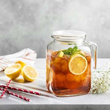 Bormioli Rocco Hermetic Seal Pitcher With Lid and Spout [68 Ounce] for Homemade Juice & Iced Tea or for Glass Milk Bottles, Clear