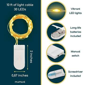MUMUXI Battery Operated LED Fairy Lights, 16 Pack, 10ft Warm White, Waterproof, Energy Efficient, Indoor Outdoor Usage