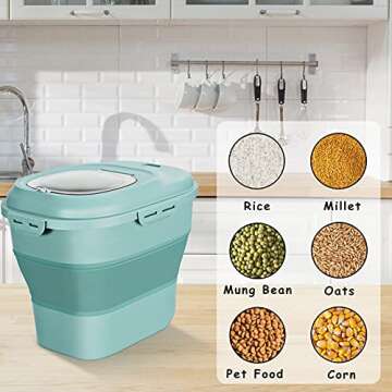 Collapsible Food Storage Container for Rice and Pet Food