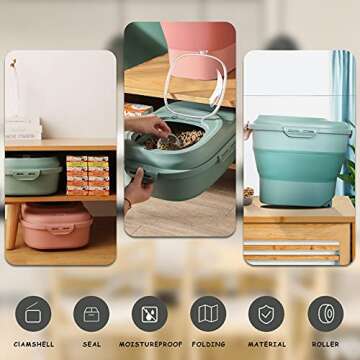 Collapsible Food Storage Container for Rice and Pet Food