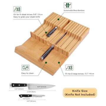 Utoplike Bamboo Knife Organizer Fits 16 Knives Stylish Storage
