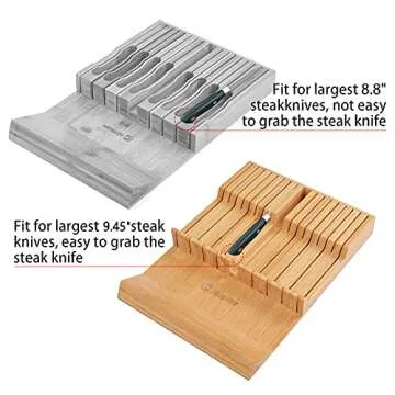 Utoplike Bamboo Knife Organizer Fits 16 Knives Stylish Storage