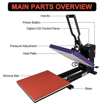 Heat Press Machine with Slide Out Drawer 15x15 Inch for T-Shirt with Digital Control Panel Industrial Sublimation Printer High Precision Hot Press Heat Transfer Machine Home Use, Purple