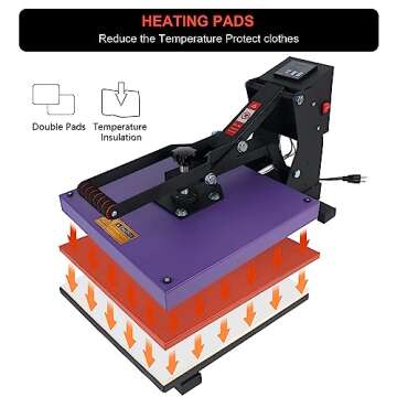 Heat Press Machine with Slide Out Drawer 15x15 Inch for T-Shirt with Digital Control Panel Industrial Sublimation Printer High Precision Hot Press Heat Transfer Machine Home Use, Purple