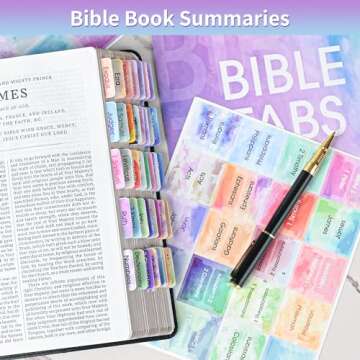 Stylish 80 Bible Tabs with Watercolor Designs for Easy Reference