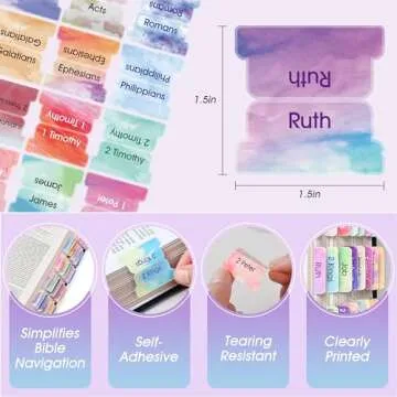 Stylish 80 Bible Tabs with Watercolor Designs for Easy Reference