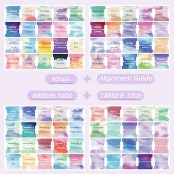 Stylish 80 Bible Tabs with Watercolor Designs for Easy Reference