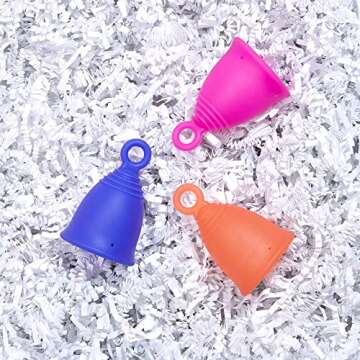 Peachlife Silicone Ring Menstrual Cup with Loop Pull Stem for Easy Removal - Reusable 12 Hour Tampon Alternative - Medium Size, Soft Peachcup