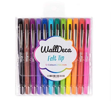 WallDeca Felt Tip Pens - Fine Point (0.5mm), Assorted Rainbow Colors