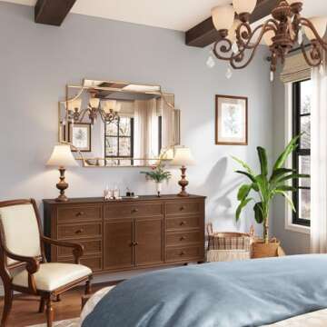 Kelly Miller 32"x48" Large Gold Mirror for Wall, Modern Decorative Mirror Rectangle Mirror Wall Vanity Mirror Bevelled Full Length Mirror for Bathroom Living Room Bedroom Farmhouse Fireplace Entryway