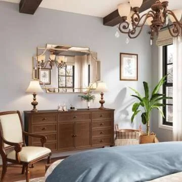 Kelly Miller 32"x48" Large Gold Mirror for Wall, Modern Decorative Mirror Rectangle Mirror Wall Vanity Mirror Bevelled Full Length Mirror for Bathroom Living Room Bedroom Farmhouse Fireplace Entryway