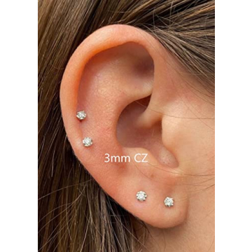 Stylish 3mm CZ Screw Back Cartilage Earrings for Women