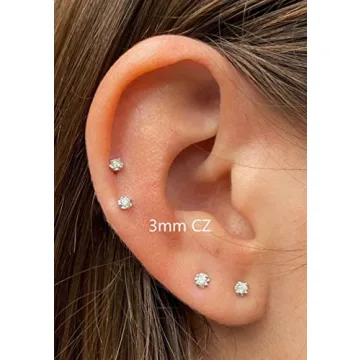Stylish 3mm CZ Screw Back Cartilage Earrings for Women
