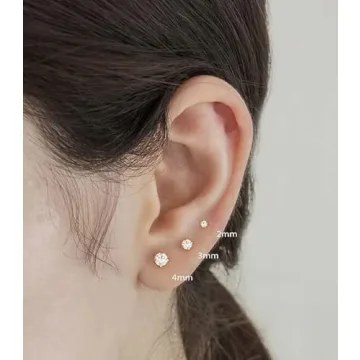 Stylish 3mm CZ Screw Back Cartilage Earrings for Women