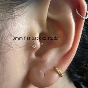 Stylish 3mm CZ Screw Back Cartilage Earrings for Women