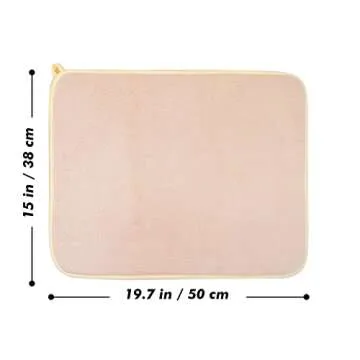 Dish Drying Mat for Kitchen Counter, Microfiber Dish Drying Pad 2 Pack Large Size Absorbent Dishes Drainer Mats (beige)
