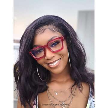 VISOONE Blue Light Blocking Glasses with TR90 Rectangle Frame and Chic Preppy Look for Women Men RIVER