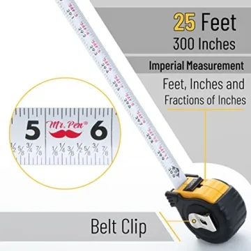 Mr. Pen 25-Foot Steel Tape Measure - Easy to Read & Durable