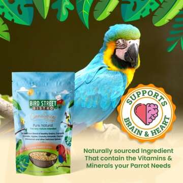 Bird Street Bistro Parrot Food - Parakeet Food - Cockatiel Food - Bird Food - Cooks in 3-15 min w/Natural & Organic Grains - Legumes - Non-GMO Fruits, Vegetables, & Healthy Spices
