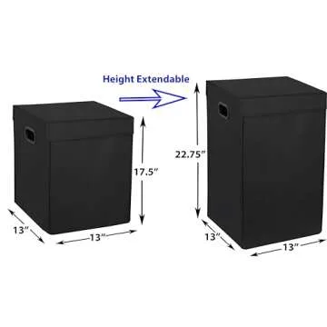 Simple Houseware Foldable Laundry Hamper Basket with Lid, Black