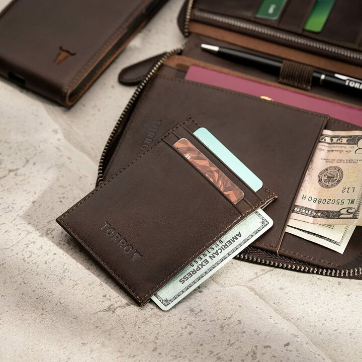 Genuine Leather TORRO Travel Wallet – Dark Brown