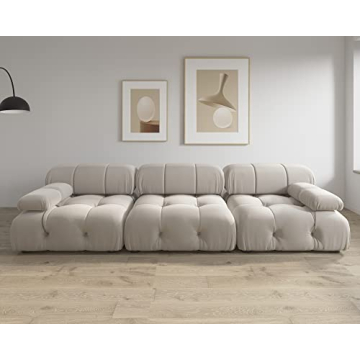 BOKIFOL Sectional Sofa, 104'' Modular Sectional Couch Modern Velvet Sofa 3-Seater Couch for Living R...