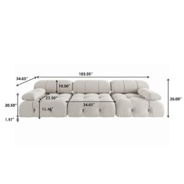BOKIFOL Modern Velvet Sectional Sofa for Living Rooms