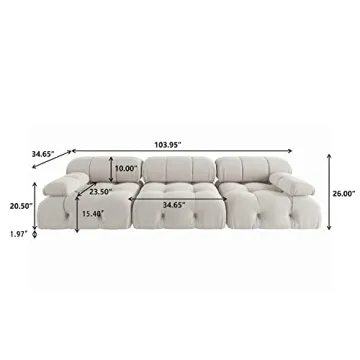 BOKIFOL Modern Velvet Sectional Sofa for Living Rooms