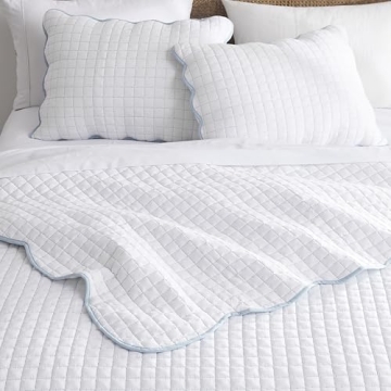 WDCOZY White King Size Quilt Set, Lightweight Farmhouse Style
