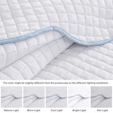 WDCOZY White King Size Quilt Set, Lightweight Farmhouse Style