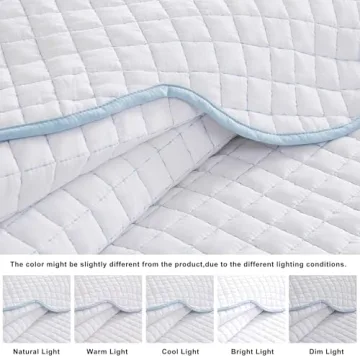 WDCOZY White King Size Quilt Set, Lightweight Farmhouse Style