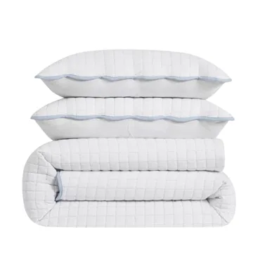 WDCOZY White King Size Quilt Set, Lightweight Farmhouse Style