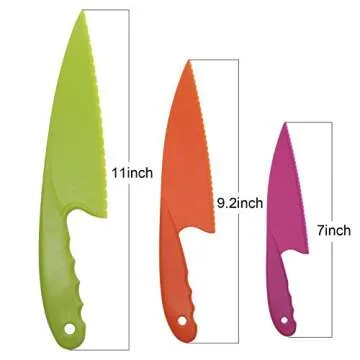 PENTA ANGEL 3 Colors Plastic Knife Set 3 Sizes Nylon Knife Safety Cooking Chef Knives for Fruit Lett...