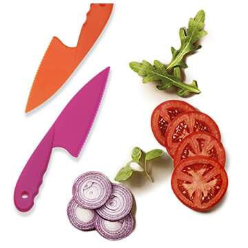 PENTA ANGEL 3 Colors Plastic Knife Set 3 Sizes Nylon Knife Safety Cooking Chef Knives for Fruit Lettuce Vegetable Salad Bread (3 Colors)