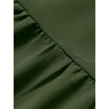 Lyrur Long Skirts for Women Trendy Summer Boho Elastic High Waist Pleated A-Line Flowy Ruffle Tiered Beach Skirt (M,9193-Army Green)