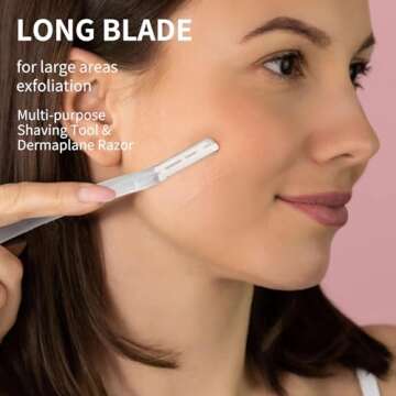 Exfoliating Dermaplaning Tool, Face and Eyebrow Razors ​for Women, Dermaplane Razor for Women Face, Facial Razors for Women Peach Fuzz Hair Removal, Gentle Skin Exfoliation Blade, (5 Count), Clear