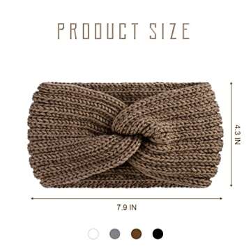 TecUnite 4 Pieces Chunky Knit Headbands Braided Winter Headbands Ear Warmers Crochet Head Wraps for ...