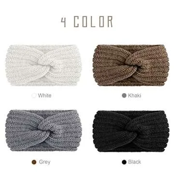 TecUnite 4 Pieces Chunky Knit Headbands Braided Winter Headbands Ear Warmers Crochet Head Wraps for Women(Chic Colors)