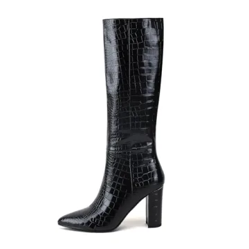 Modatope Knee High Faux Crocodile Boots for Women
