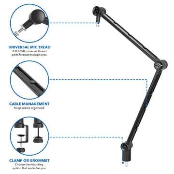 MOUNT-IT! Adjustable Mic Boom Arm for Blue Microphones