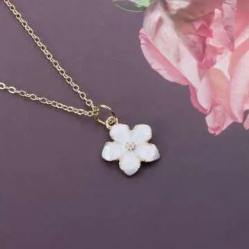 Tupalizy 20PCS Small Flower Enamel Charms Cherry Blossom Decor Gold Plated Pendant for Bracelets Necklaces Earrings Jewelry Making Findings Purse Keychains DIY Crafts Handmade Gifts Accessories (White)