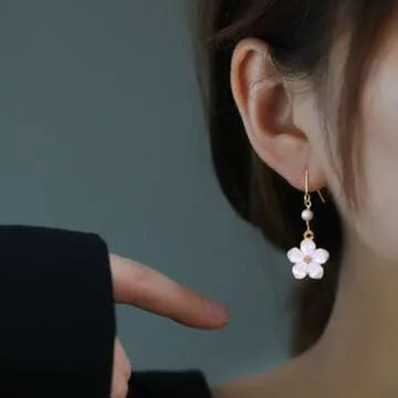 Tupalizy 20PCS Small Flower Enamel Charms Cherry Blossom Decor Gold Plated Pendant for Bracelets Necklaces Earrings Jewelry Making Findings Purse Keychains DIY Crafts Handmade Gifts Accessories (White)