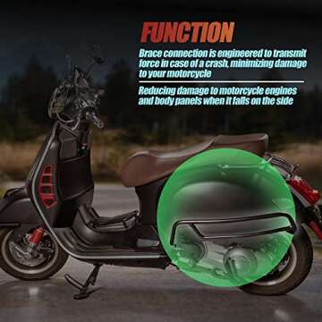 Lorababer Motorcycle Highway Silver Crash Bar Engine Guard Compatible with VESPA GTS125 GTS300 GTS 125 300 GTV300 GTV 300 2007-2022 2019 2020 2021 Bumper Frame Guard Falling Protector (Silver)