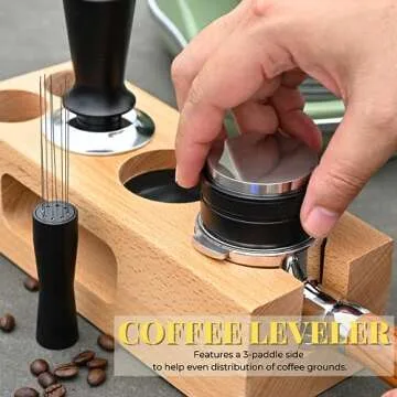 6 In 1 Espresso Tamping Station, 54mm Espresso Tamper/Coffee Distributor/Dosing Funnel/Espresso Stirrer with Cleaning Brush, Barista Espresso Kit