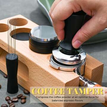 6 In 1 Espresso Tamping Station, 54mm Espresso Tamper/Coffee Distributor/Dosing Funnel/Espresso Stirrer with Cleaning Brush, Barista Espresso Kit