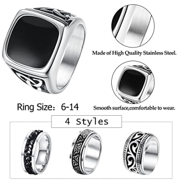 FUNRUN Jewelry Vintage Biker Rings Set for Men