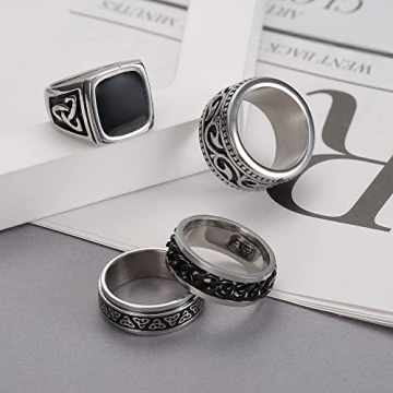 FUNRUN Jewelry Vintage Biker Rings Set for Men